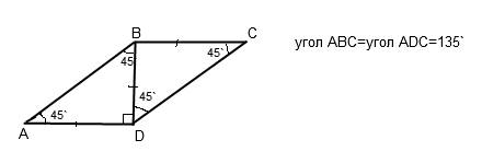 Найти углы параллелограмма, если одна из его диагоналей является высотой и равна одной из его сторон