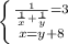 \left \{ {{ \frac{1}{ \frac{1}{x} + \frac{1}{y} } = 3} \atop {x=y+8}} \right.