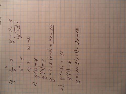 Напишите уравнение тех касательных к графику функции y=x^3/3-2, которые параллельны заданной прямой