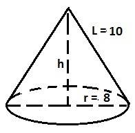 Решить . радиус основания конуса равен 8 см, а его образующая 10 см. найти: а) высота конуса б) площ