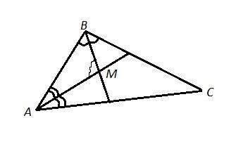 Биссектрисы углов а и в треугольника авс пересекаются в точке м .найдите угол амв , если угол а+ уго