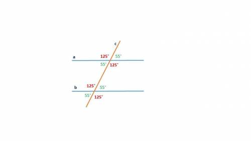 Найдите все углы, образованные при пересечении двух параллельных прямых а и b секущей с, если один и