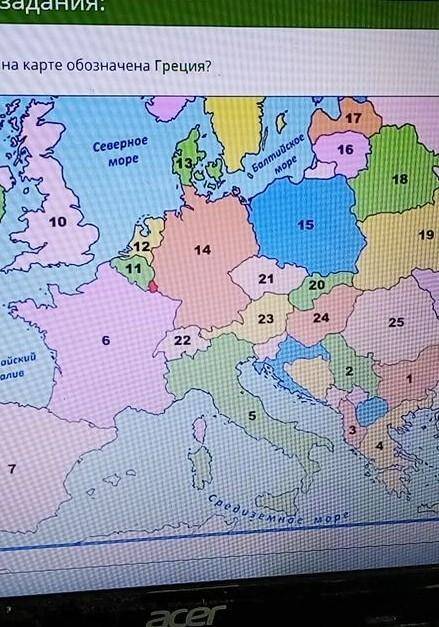 Какой цифрой на карте обозначена Греция?17Северноеморе1613,БалтийскоемореCr')SA181015191214112120232