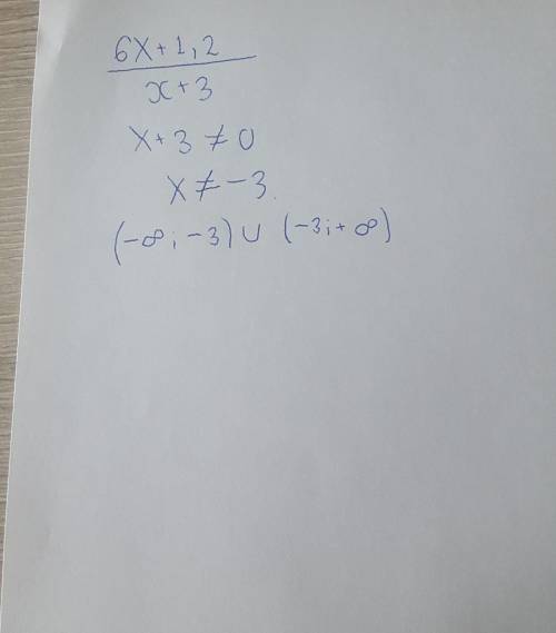  Найди область определения выражения 6x+1,2/x+3 Область определения: (_;_)∪(_;_). 