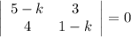 \left|\begin{array}{ccc}5-k&3\\4&1-k\end{array}\right|=0
