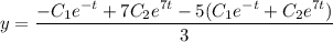 y=\dfrac{-C_1e^{-t}+7C_2e^{7t}-5(C_1e^{-t}+C_2e^{7t})}{3}