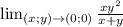 \lim_{(x;y) \to \((0;0)} \frac{xy^2}{x+y}