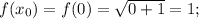 f(x_0) = f(0)=\sqrt{0+1} = 1;
