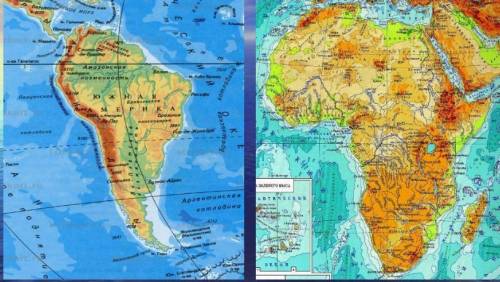 Используя карты приложения сравните рельеф материков Африки и Южной Америки по плану​