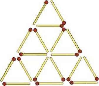 Забери 6 сірників так, щоб не залишилось жодного трикутника  По этому рисунку нужно