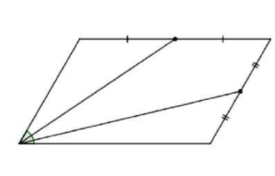 Сторони паралелограма дорівнюють 2 та 4, кут між ними дорівнюе 60° . Через вершину цього кута провед