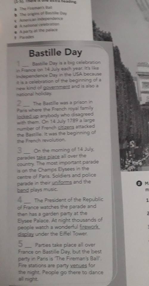 Read about Bastile day with the paragraphs for the one Extra heading​