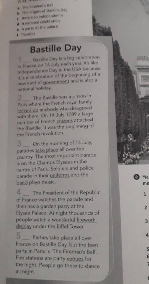 Read about Bastile day with the paragraphs for the one Extra heading a the Fireman's ball b the orig