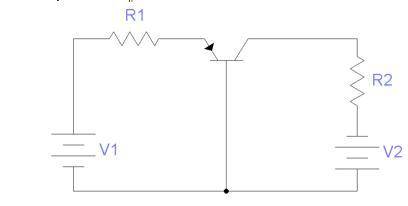 В представленной электрической схеме транзистор работает в активном режиме (α=1). Примените математи