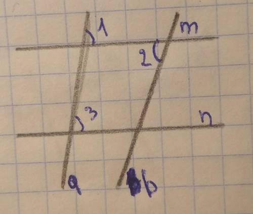 Докажите что прямые a и b, m и n параллельны если угол 1 = угол 2 = угол 3