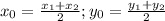 x_{0} = \frac{x_{1}+x_{2} }{2} ; y_{0}=\frac{y_{1}+ y_{2} }{2 }