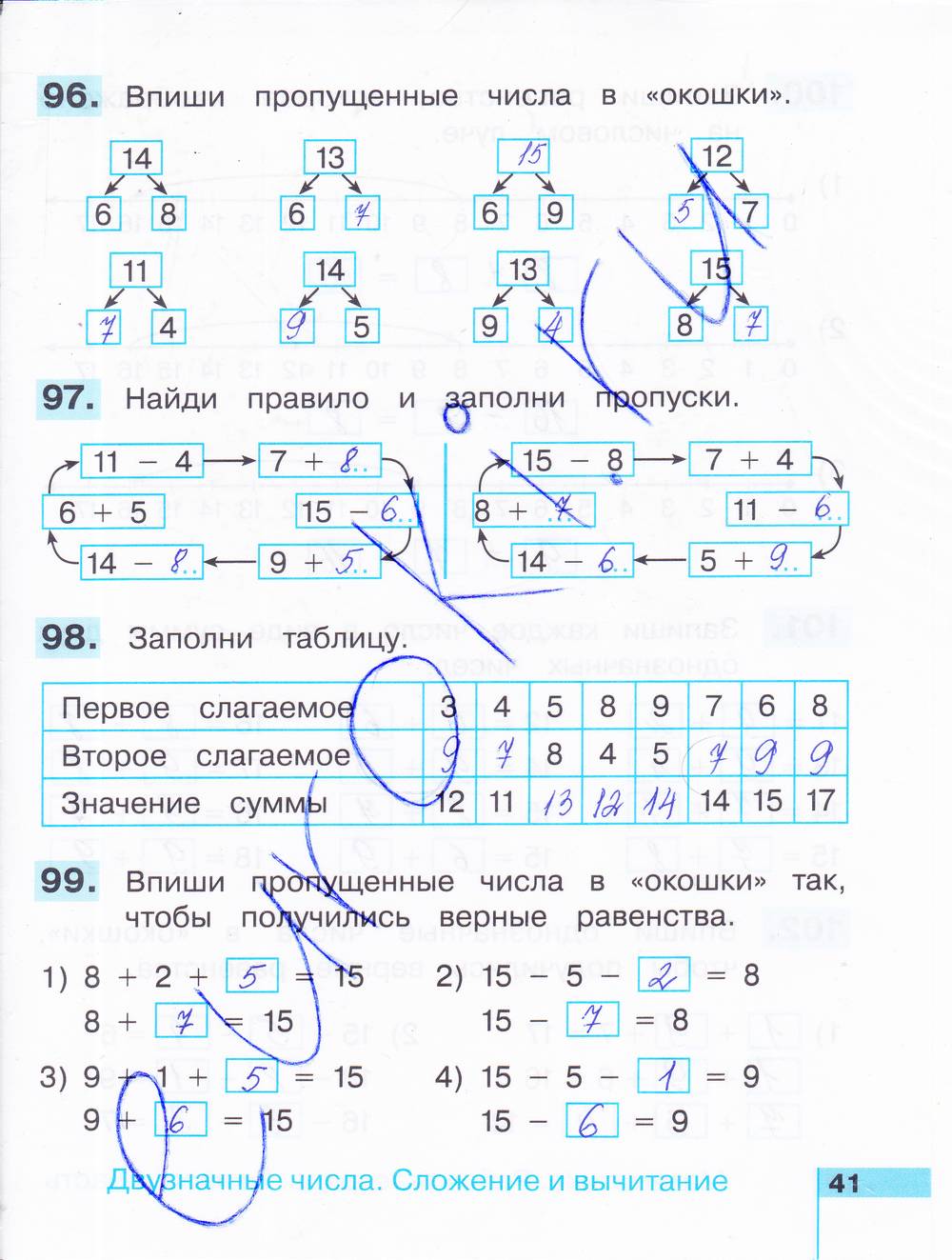 Математика 1 класс школа россии стр 41