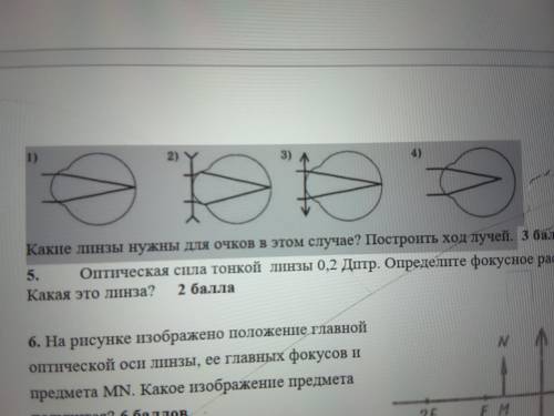 На рисунке приведены схемы хода лучей