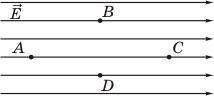 На рисунке изображены линии напряженности электрического поля и точки