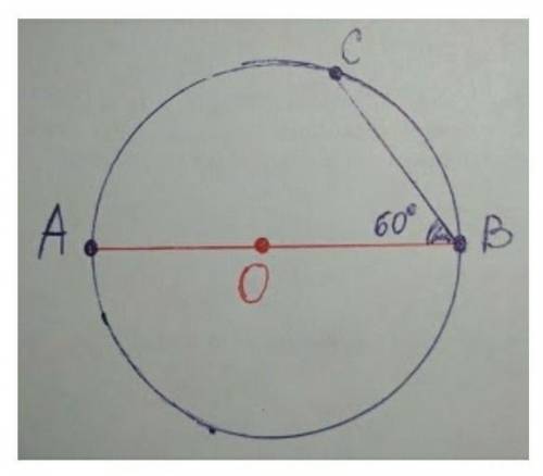 На диаметре ав отмечена точка с. АВ диаметр окружности с центром в точке о. Хорда окружности 60 градусов. Ab - хорда окружности с центром в точке o. Хорда и угол в 60 градусов.