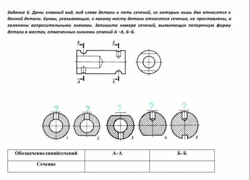 Найдите наглядные изображения деталей по виду и сечению соответствующие буквенные обозначения
