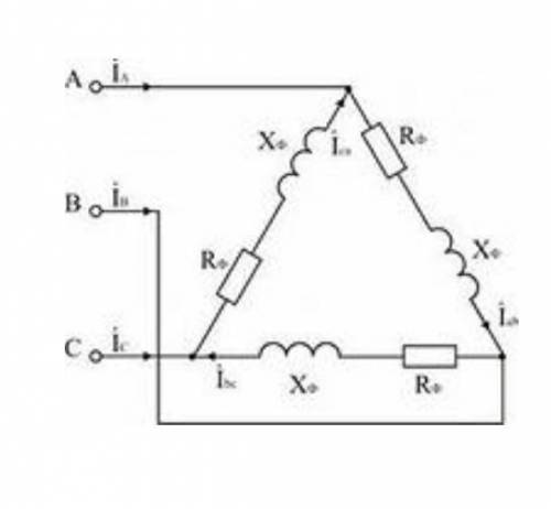 Схема трехфазной цепи треугольником