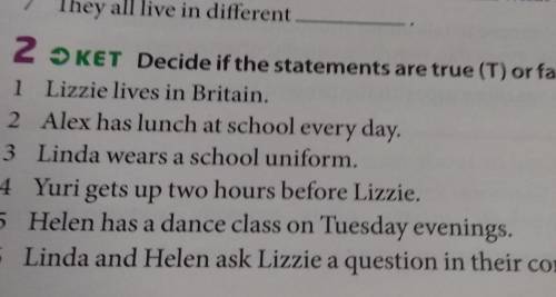 Read and decide true or false. What is Lizzie doing right Now. Do you know great Britain decide if the following Statements about Britain are true or false..