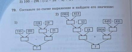 Составь выражение по схемам вычисли их значения