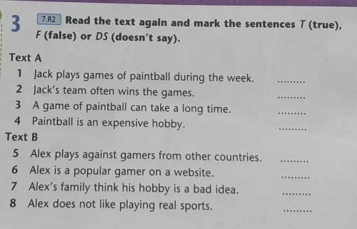 Read the text then mark the sentences. Read the text and Mark the sentences t true or f false. Read the texts and Mark the sentences t. Read again and Mark the sentences t true f false or DS doesn't say. Read the text and Mark the sentences t true or f false or doesn't say.