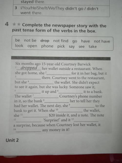 Complete the class. Complete the newspaper story with the past Tense form of the verbs in the Box. Newspaper stories complete the articles with the past simple.