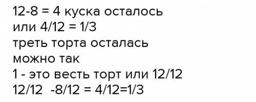 Торт разрезали на 15 одинаковых частей вова съел одну пятую часть