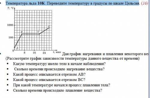 На рисунке дан график изменения температуры льда внесенного зимой с улицы в теплую комнату