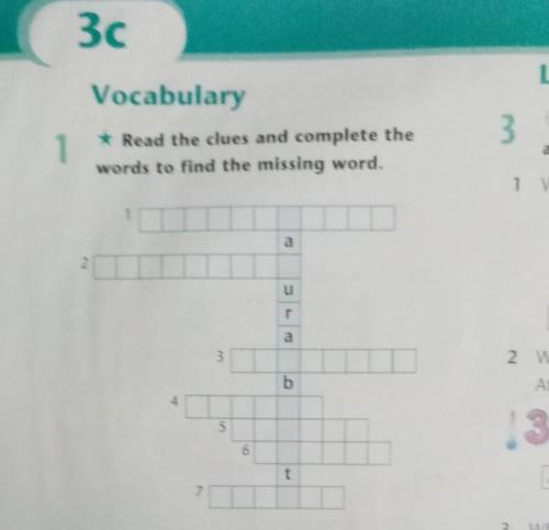 Vocabulary complete the crossword. Read the clues and complete the Puzzle. Complete the Words. Complete the missing Words. Find the missing Words.