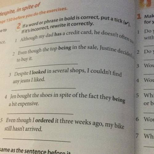 Rewrite the phrases in bold. Put a Tick. If a Word or phrase in Bold is correct put a Tick if it is Incorrect Rewrite it correctly although November 5. If a Word or phrase in Bold is correct put a Tick if it's Incorrect Rewrite it correctly on the line i use. If a Word or phrase in Bold is correct put a Tick.