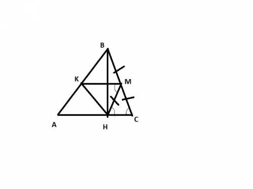 В равностороннем треугольнике abc провели медиану am. В треугольнике ABC проведены высоты BH И CK. На рисунке изображен треугольник ABC, В нем проведены высоты BH И am.