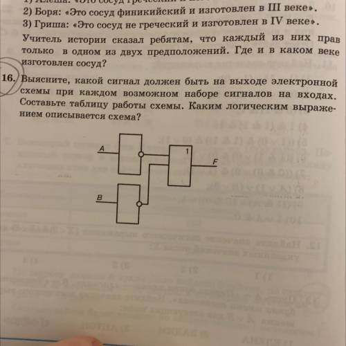 Выясните какой сигнал должен быть на выходе электронной схемы при каждом возможном