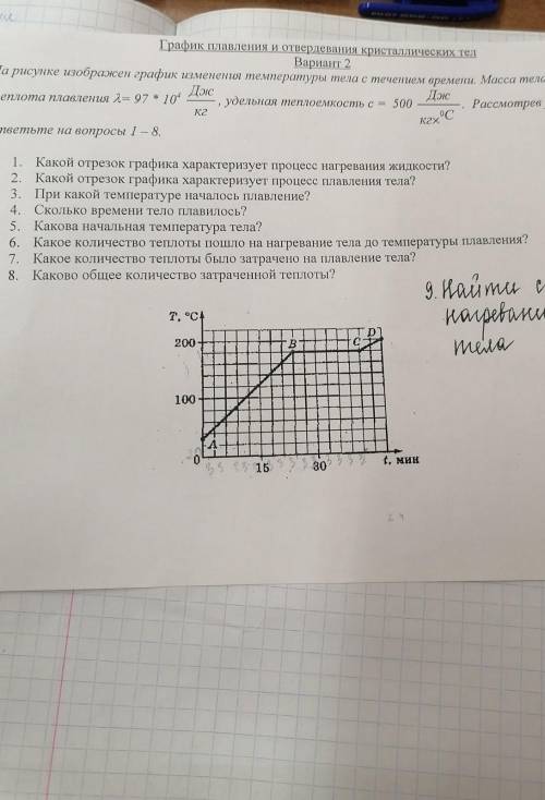 На рисунке представлен график изменения температуры алюминия массой 2 кг от времени какие