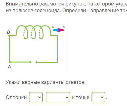 Определите полюса соленоида по рисунку