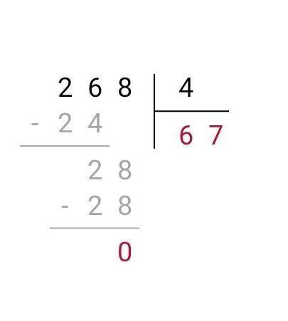 4 делить на 4 ответ. 268 Поделить на 4 столбиком. Деление в столбик 268 разделить на 4. 268 Поделить на 8 столбиком. 5040 Поделить на 420 в столбик.