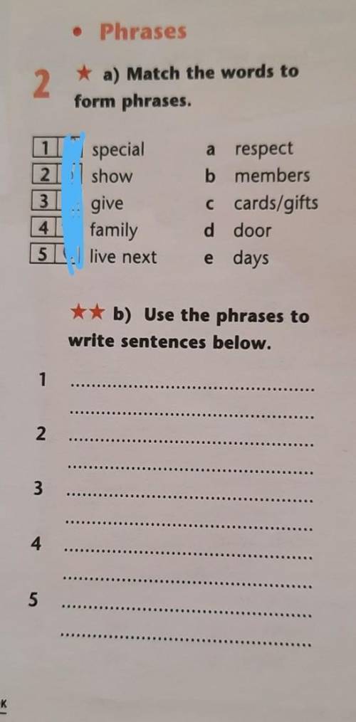 Complete the phrases use. Sentences with below. Match illustrations to phrases in the Box.