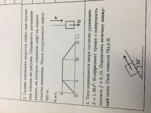График изменения скорости лифта при опускании показан на рисунке определить натяжение каната 300кг