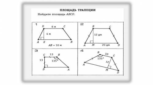 Площадь трапеции задачи на готовых чертежах 8 класс задачи