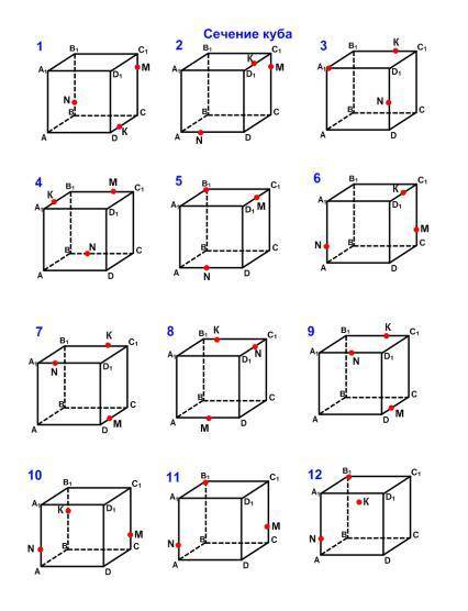 9 в кубе. Сечение Куба по 3 точкам. Построение сечений Куба. Сечение Куба 9 заданий. Сечение кубов по трем точкам.