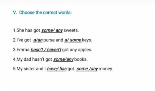 Choose the correct word money has got. Havent hasnt. Hasnt havent choose.