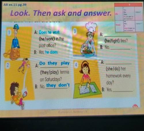 Then look. He work или he works. He work или he works как правильно. Как пишется he work или he works. Look again at exercise then ask and answer.