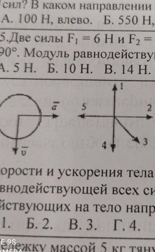 На рисунке представлены векторы скорости и ускорения тела каково направление равнодействующей силы