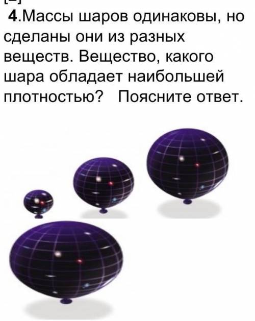 Массы шаров показанных на рисунке одинаковы у какого из них плотность вещества наибольшая