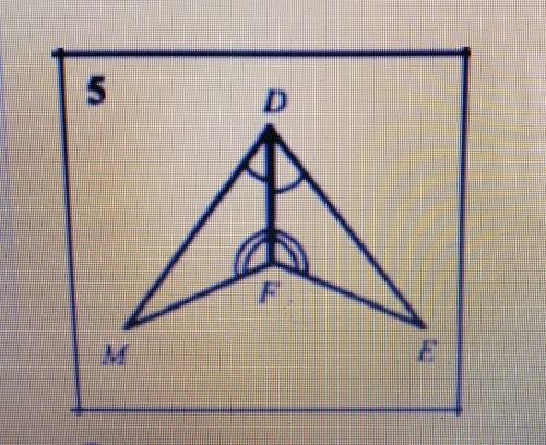 Даны рисунки пяти треугольников на которых дана некоторая информация об углах и отрезках на которых