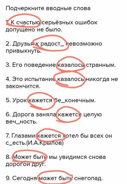 Как подчеркивается вводное слово в схеме