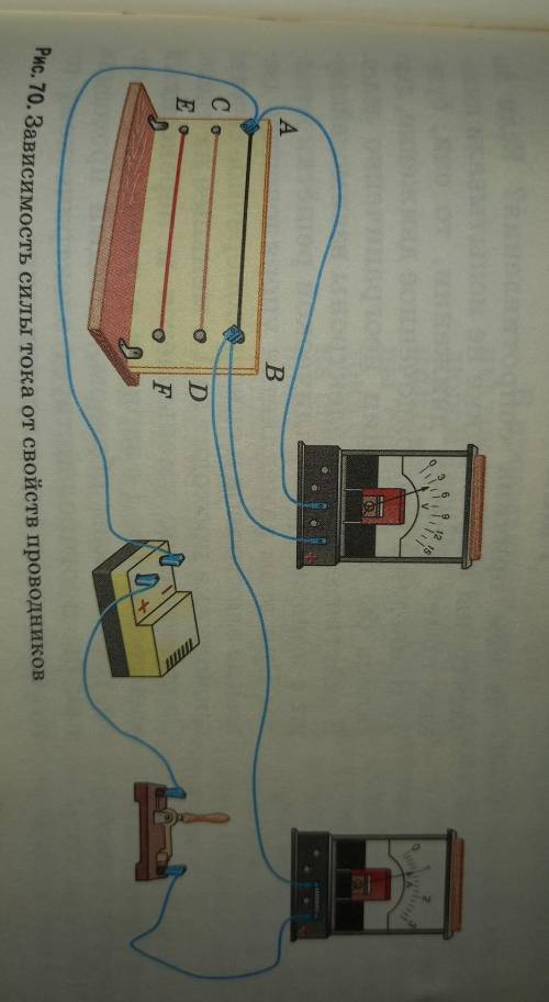 Начертите схему цепи изображенной на рисунке 70 и объясните опыт